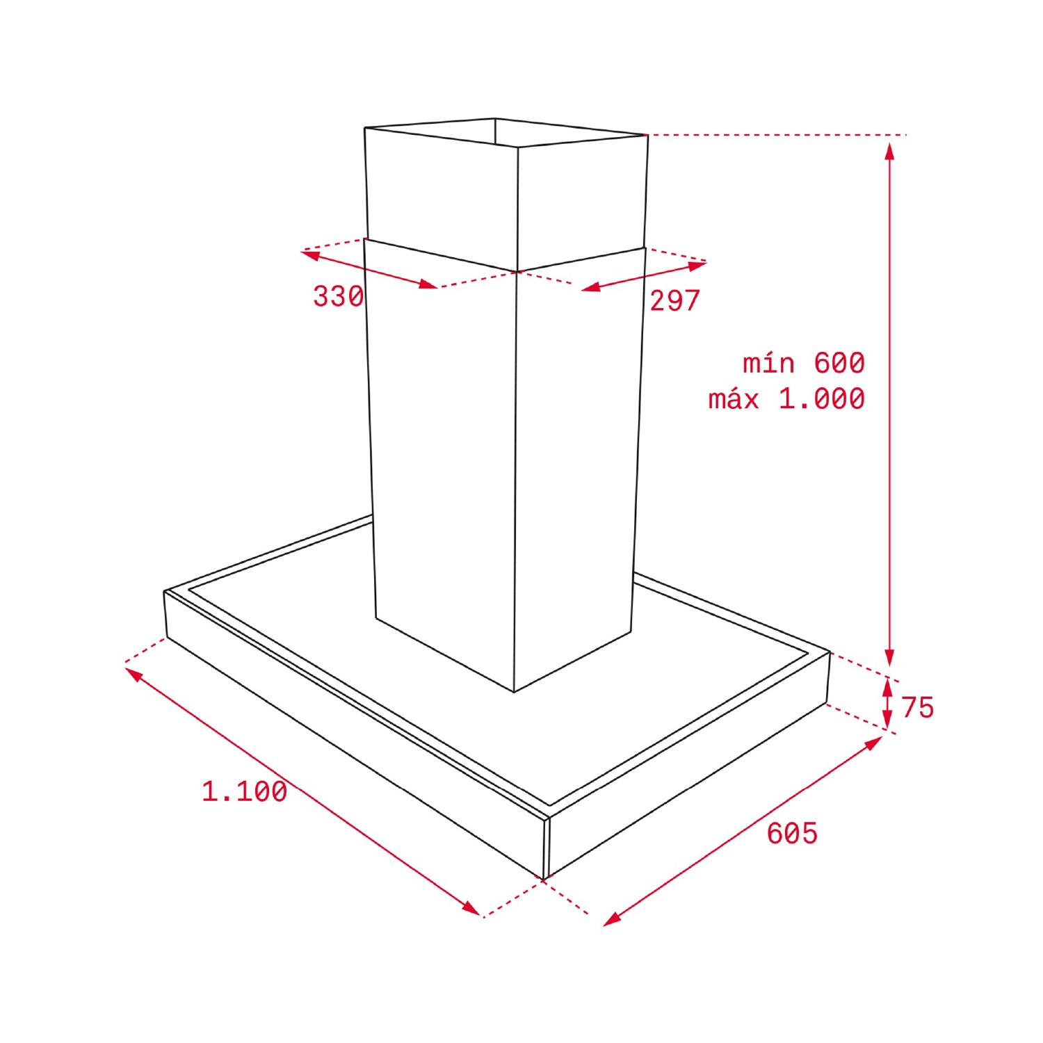 Teka DPL 1185 ISLA island chimney cooker hood, further view 6