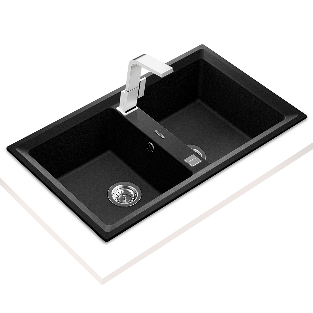 Stone 90 B-TG 2B 90cm top mount double bowl Tegranite+ kitchen