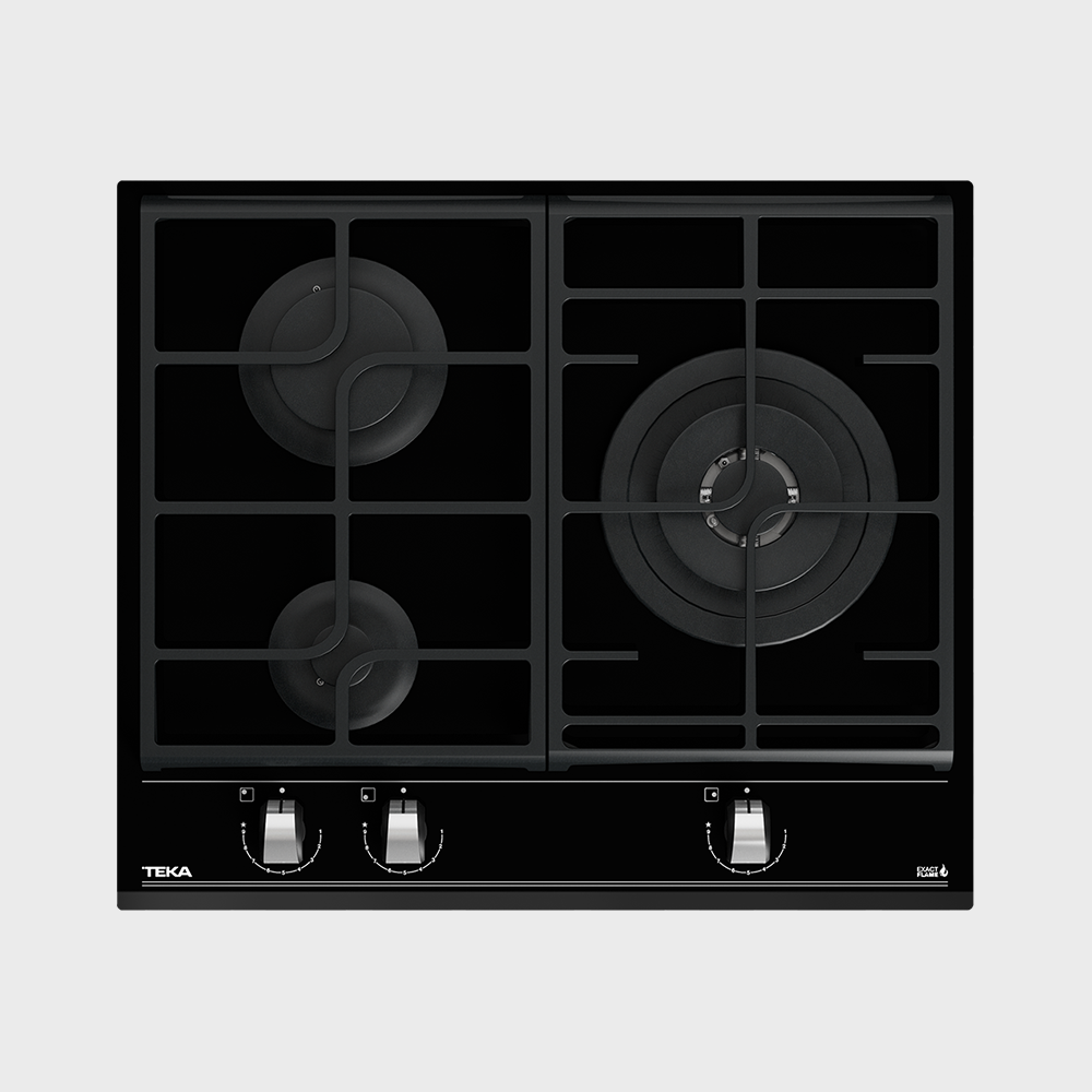Teka GZC 63310 three-burner gas-on-glass hob, 600 mm wide, 570 mm cutout