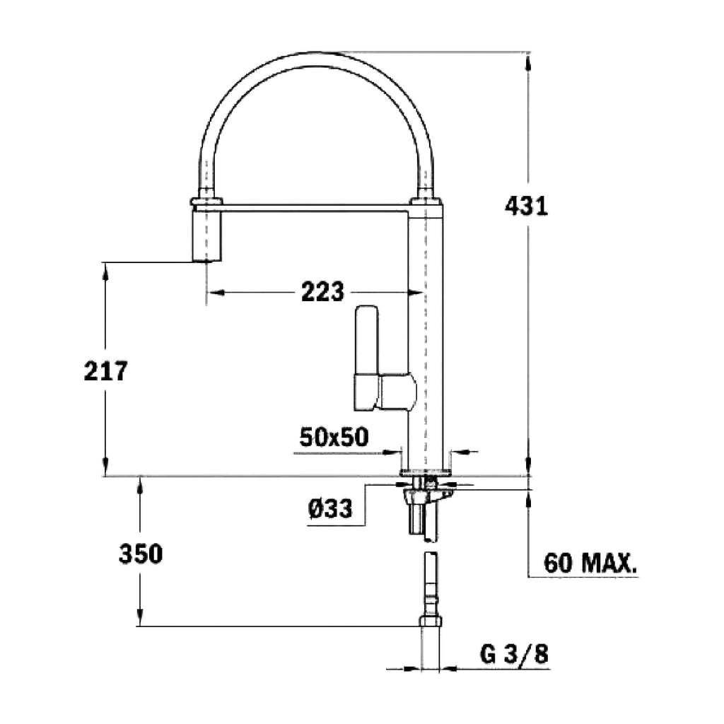 Teka FO 937 semi-professional kitchen tap with pull-down spray, further view 7