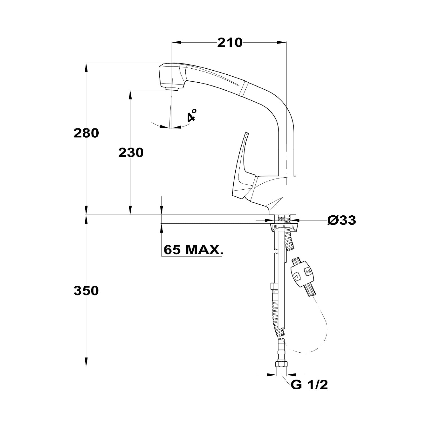 MB2 High Pull Out High spout double spray pull-out kitchen tap