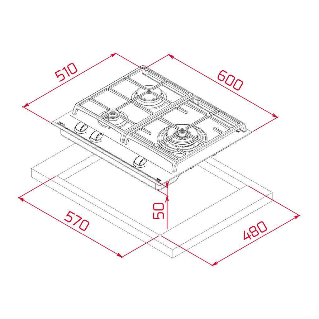 Teka GZC 63310 three-burner gas-on-glass hob, further view 7