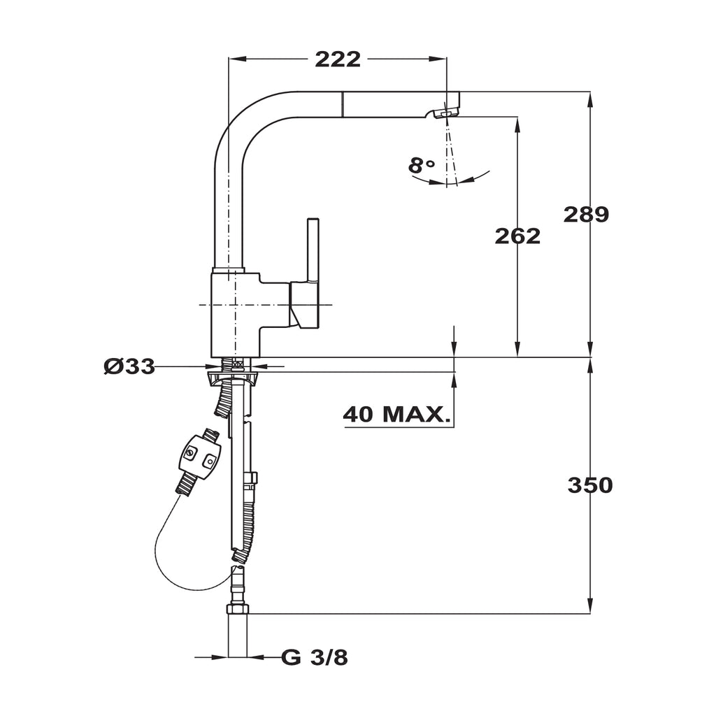 Teka ARK 938 single lever kitchen mixer tap with pull-out spray, further view 7