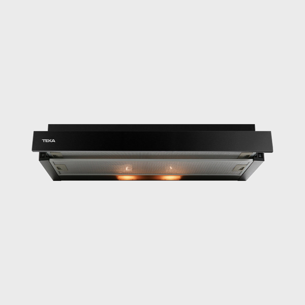 TLR2 92 GBK — 90cm slimline telescopic pull-out hood with black glass panel