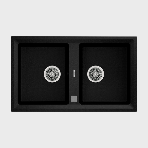 Stone 90 B-TG 2B — 90cm top mount double bowl Tegranite+ kitchen sink