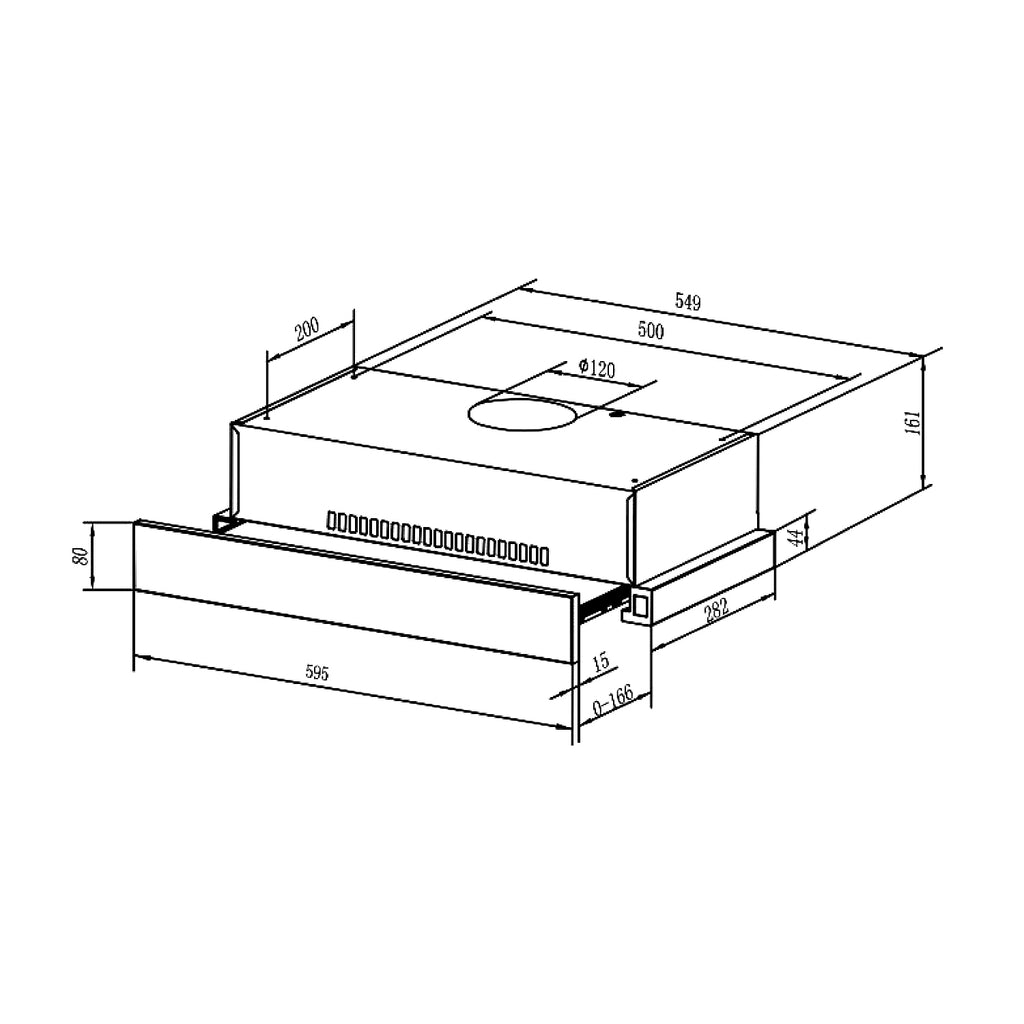 TLR2 62 BK 60cm slimline telescopic pull-out hood with