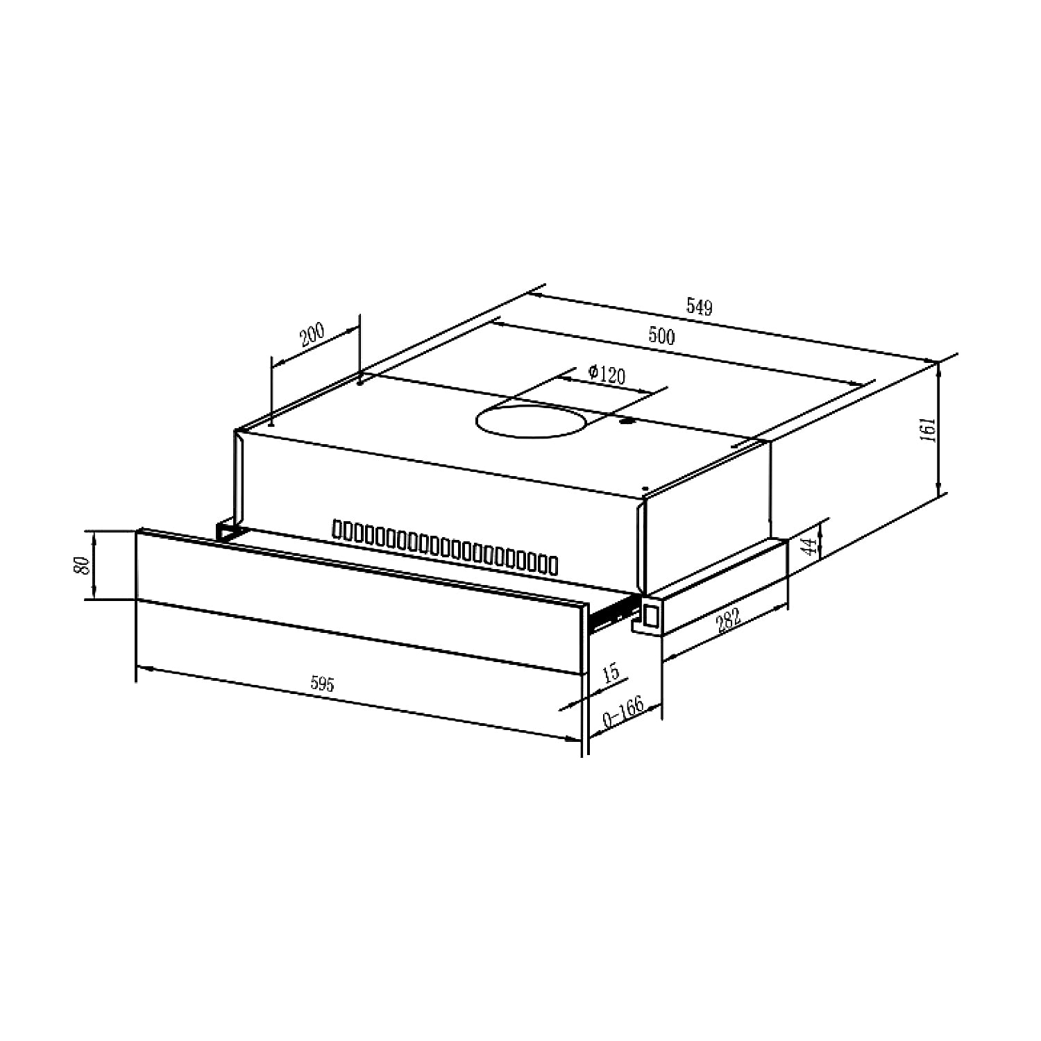 TLR2 62 BK 60cm slimline telescopic pull-out hood with