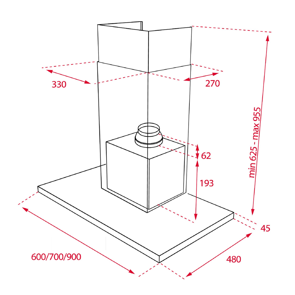 DSJ 680 60cm Ultraslim Decorative Chimney Hood in