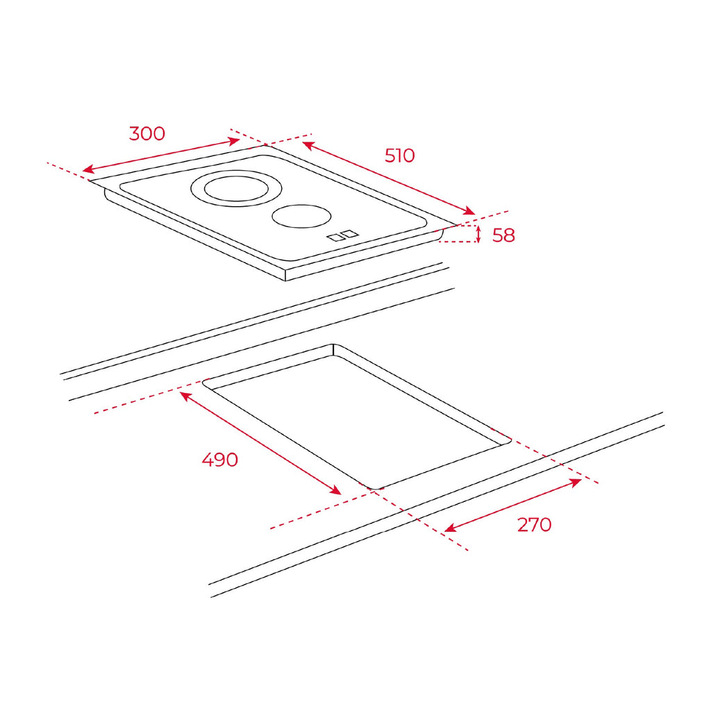 TZC 32320 TTC 30cm modular double cooking zone vitroceramic
