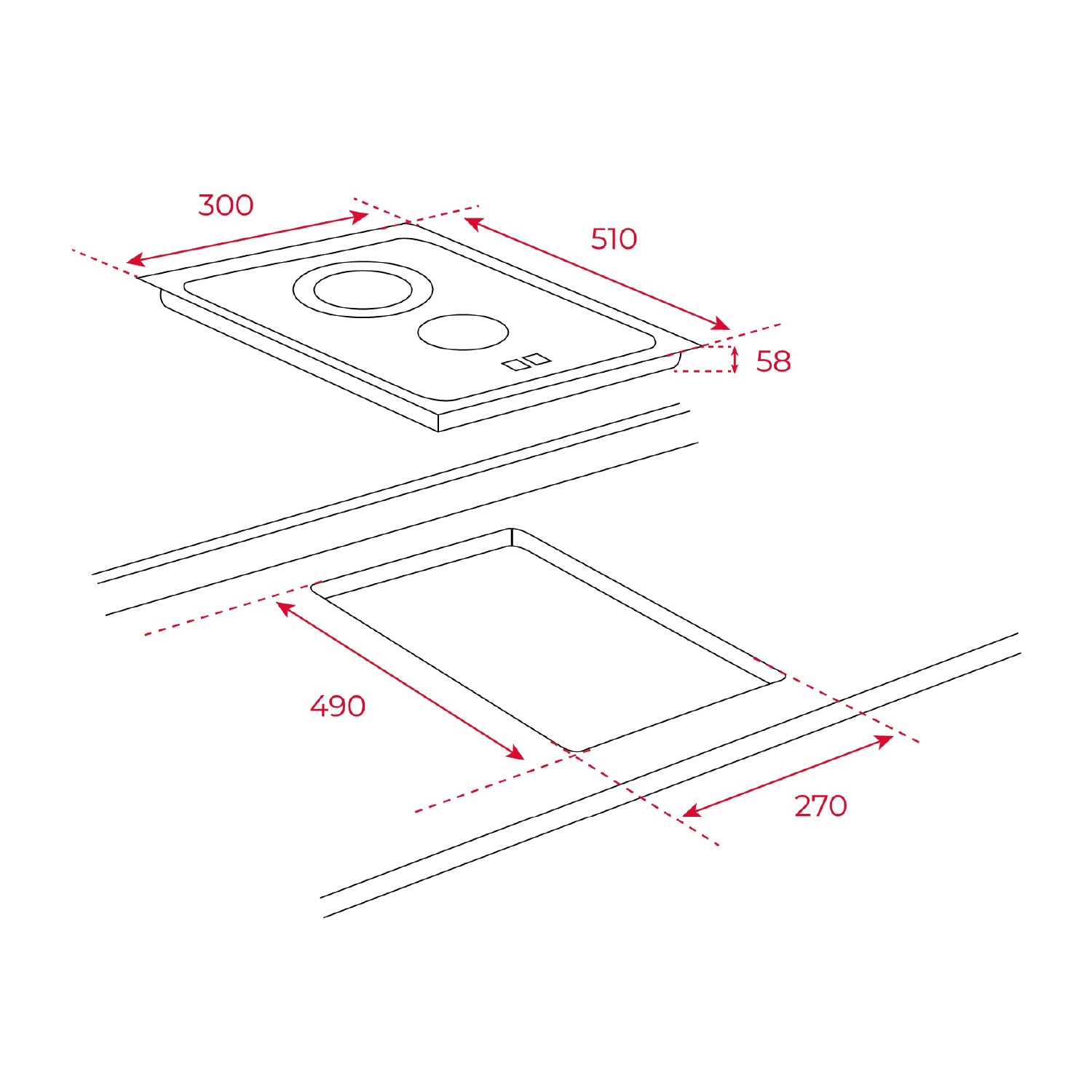 TZC 32320 TTC 30cm modular double cooking zone vitroceramic