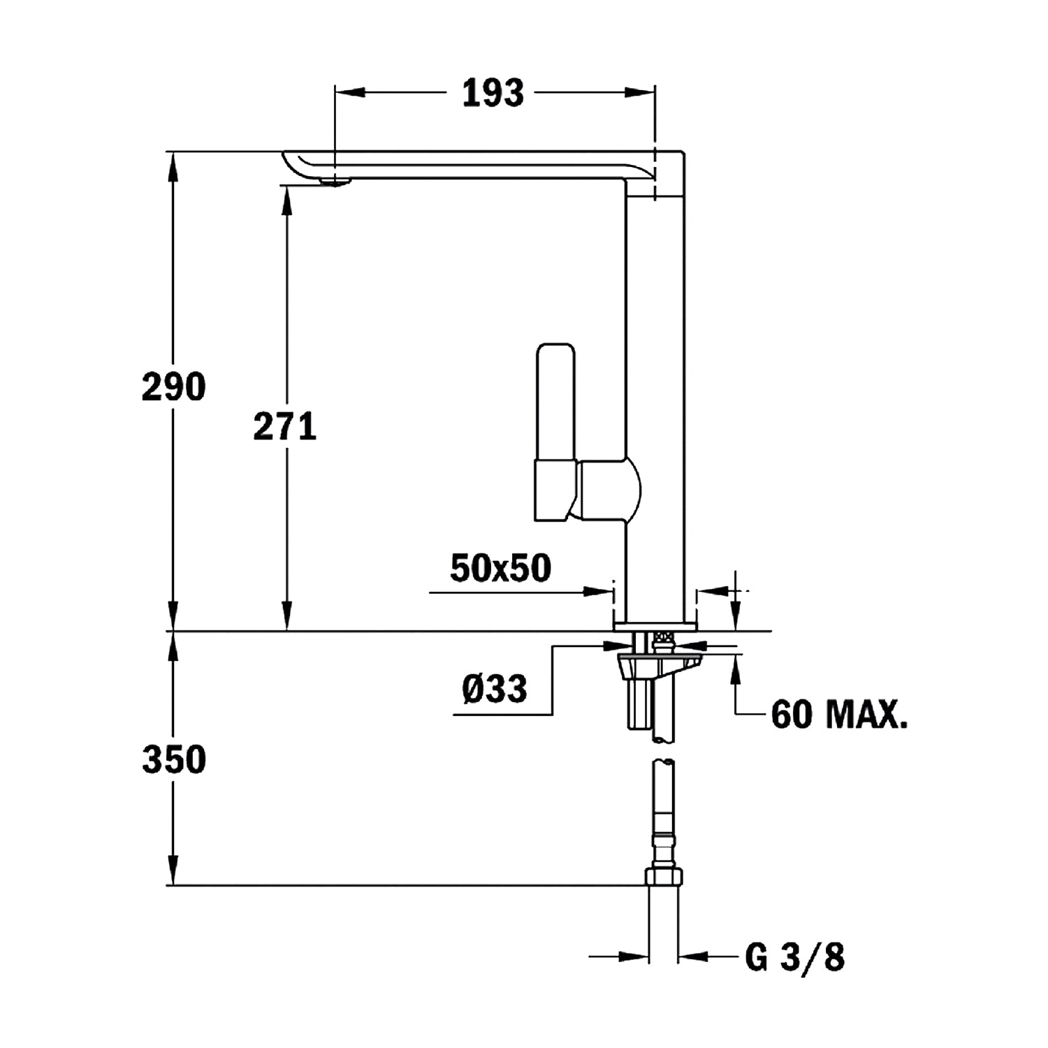 Teka FO 915 single lever kitchen mixer tap with a tall spout, further view 3