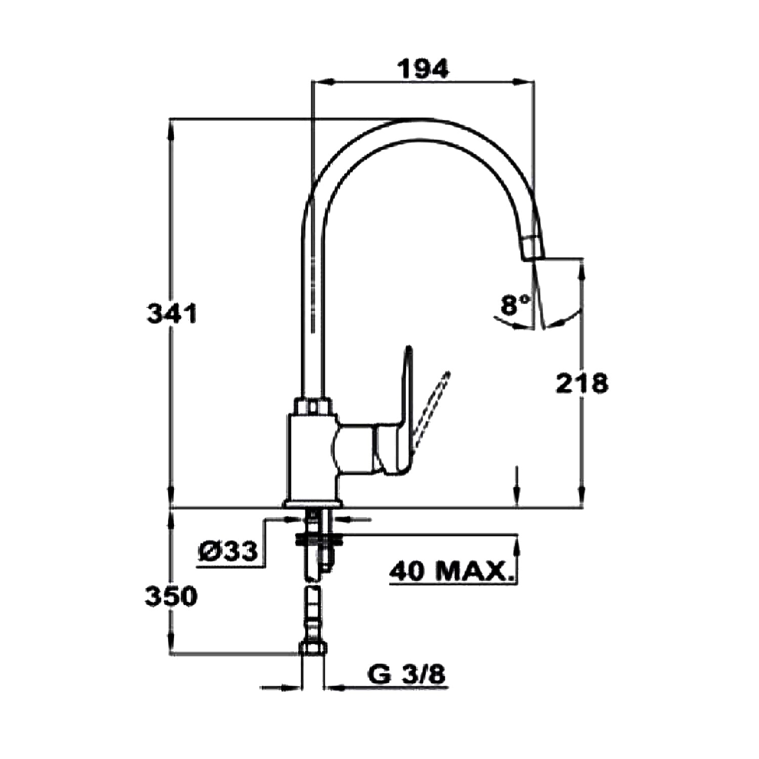 Teka IN 995 kitchen mixer tap with tall swivel spout, further view 3