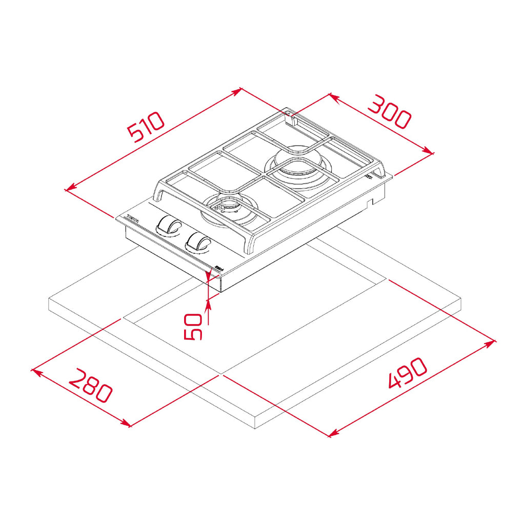 Teka GZC 32300 two-burner domino gas hob, further view 7