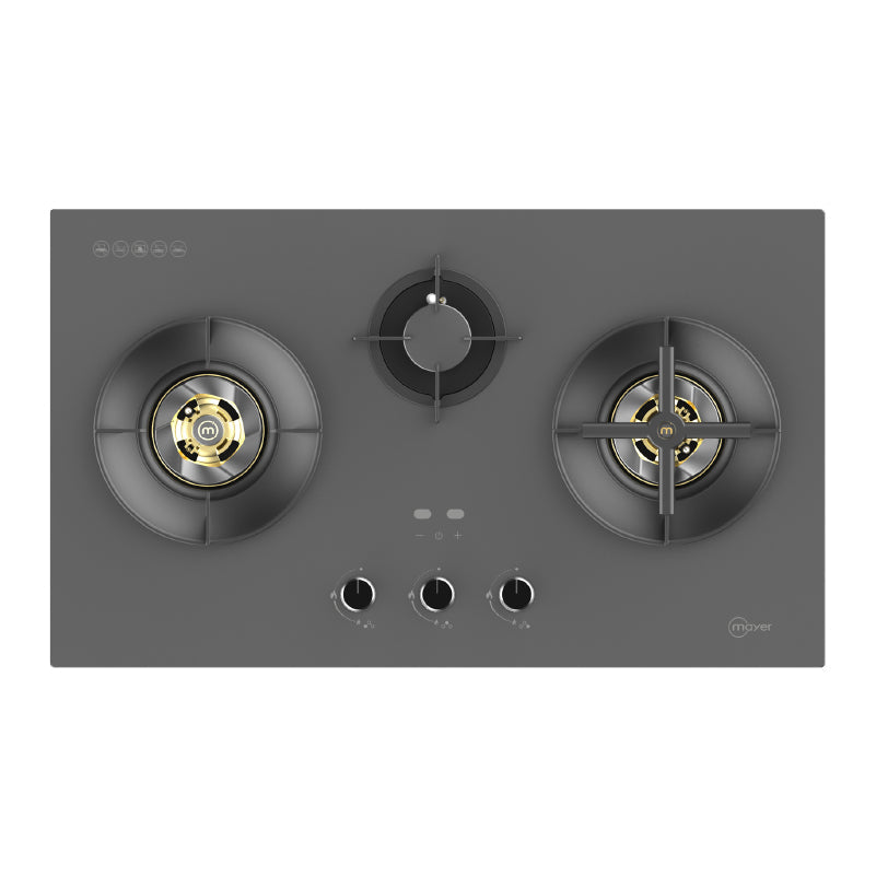 Mayer MMGH388HI three-zone glass gas hob, Town Gas, further view 3