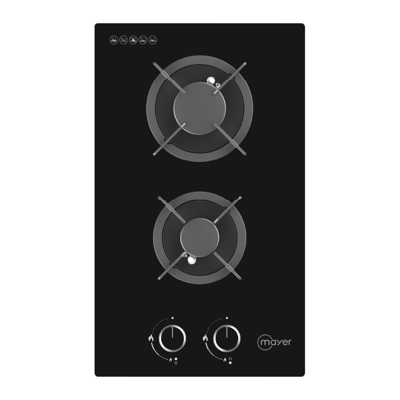 Mayer MMGH230HI two-zone glass gas hob, Town Gas, 310 mm wide