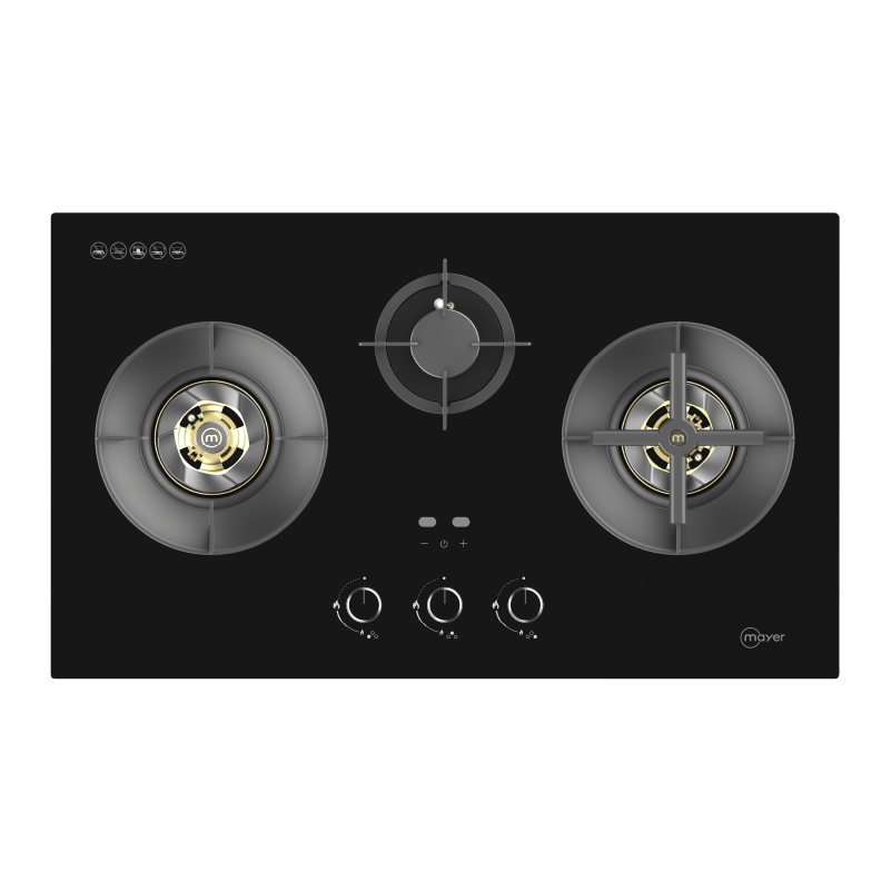 Mayer MMGH388HI three-zone glass gas hob, LPG, 880 mm wide