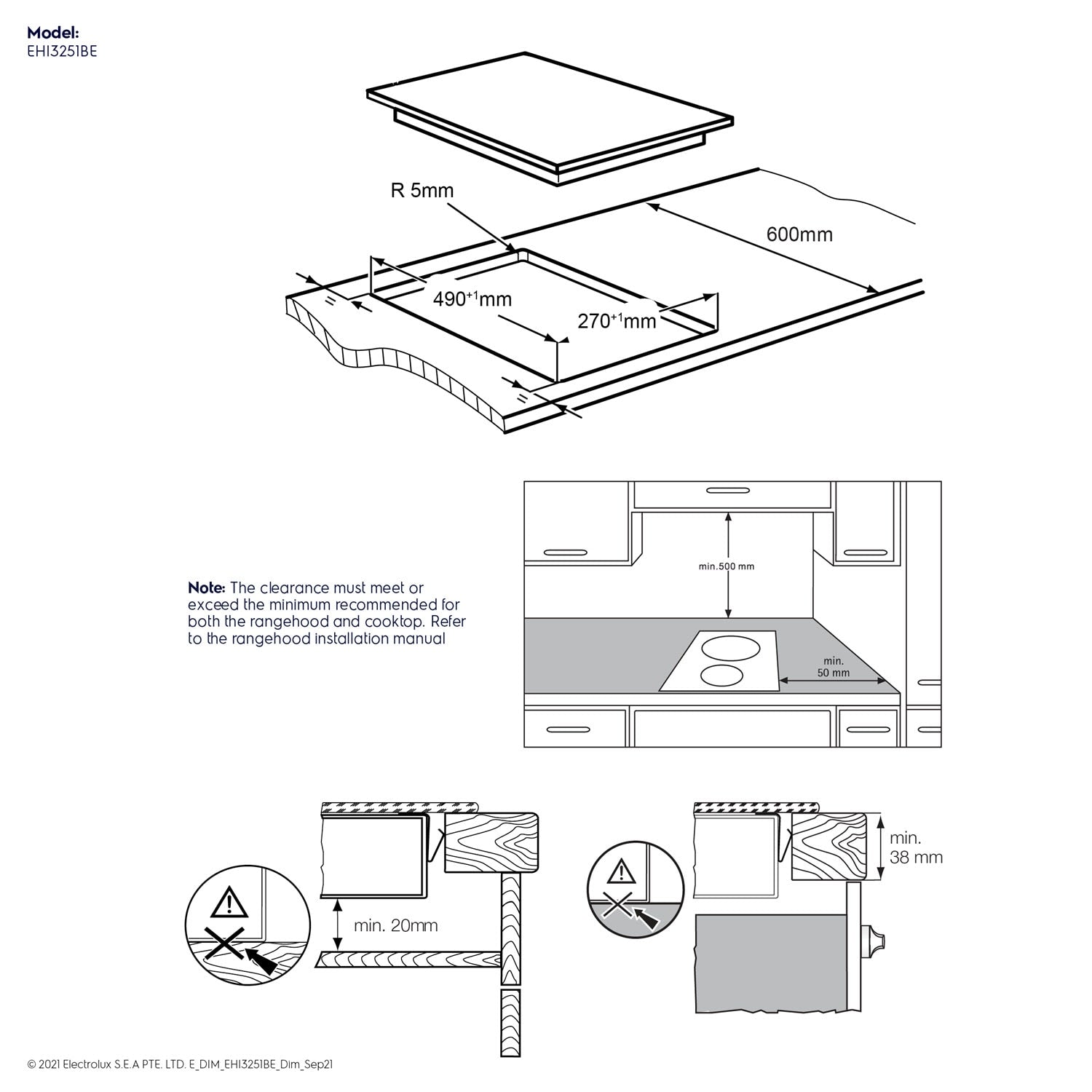 EHI3251BE 30cm 2 zones built-in induction hob