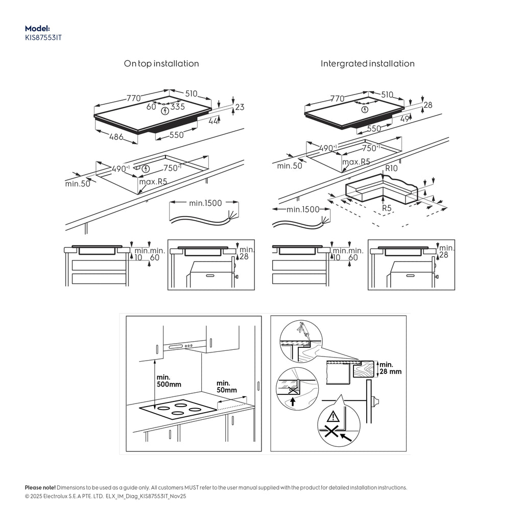 KIS87553IT 80cm 800 SenseBoil and Fry built-in induction hob with 5 cooking zones