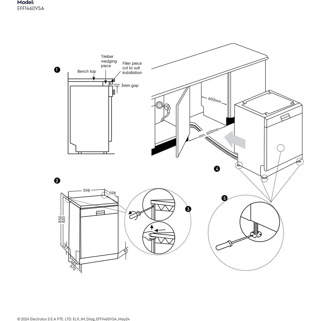 EFF1460VSA 60cm freestanding dishwasher with 14 place settings - Stainless steel