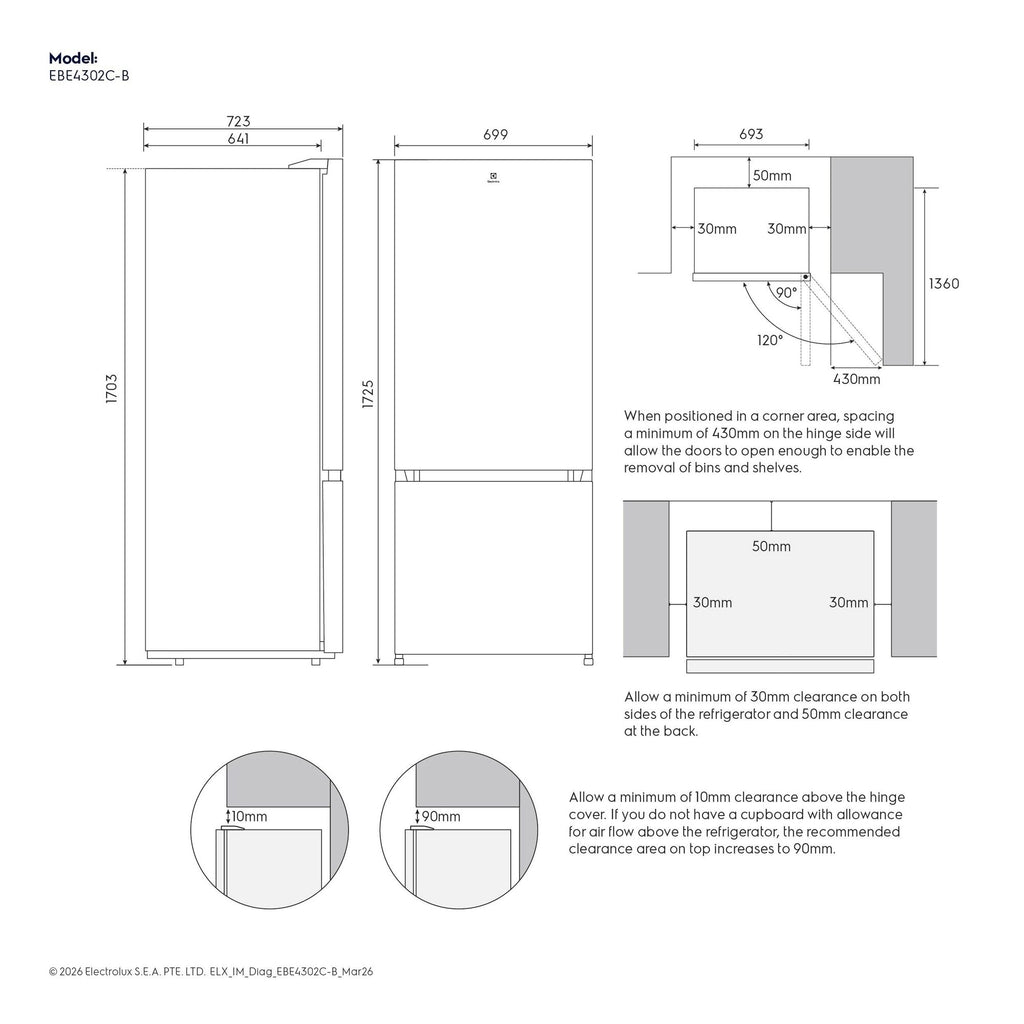 EBE4302C-B 423L 700 Series bottom freezer refrigerator