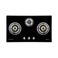Mayer MMGH773HI three-burner glass gas hob, LPG, 780 mm wide