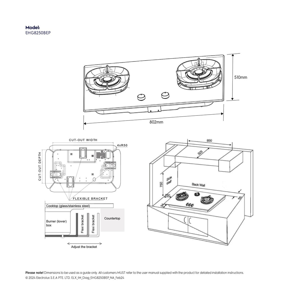 Electrolux EHG8250BEP two-burner built-in gas hob, further view 8