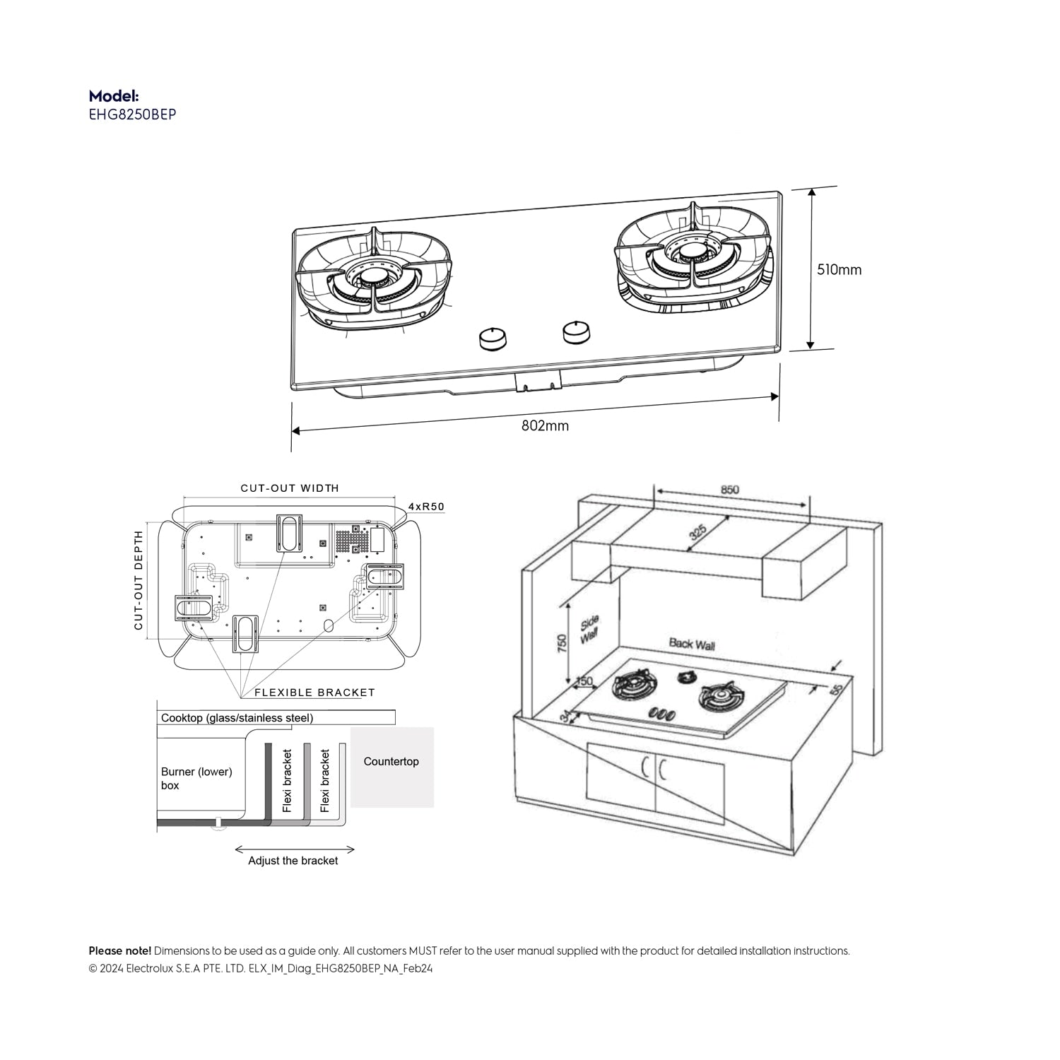 Electrolux EHG8250BEP two-burner built-in gas hob, further view 8
