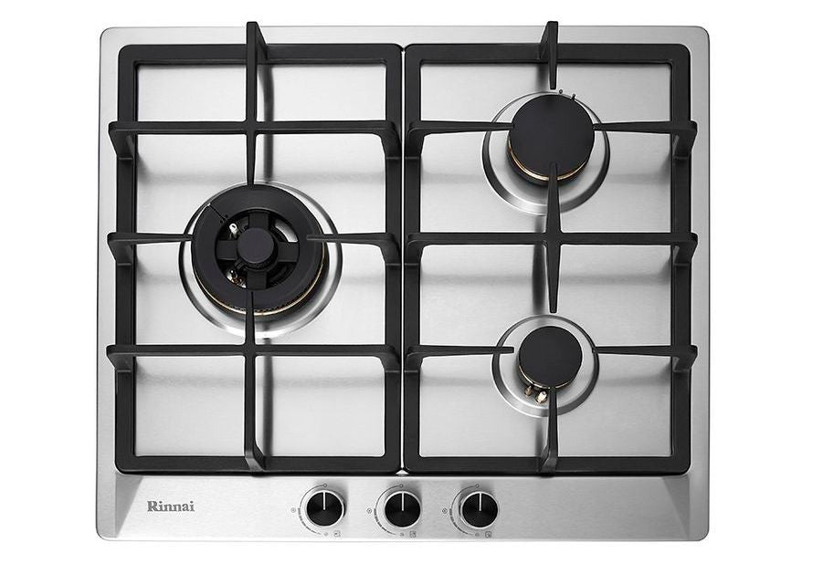 Rinnai RB-63SSV-DL (DC) 60cm 3 burner built-in hob, stainless steel, 580 mm wide (LPG)