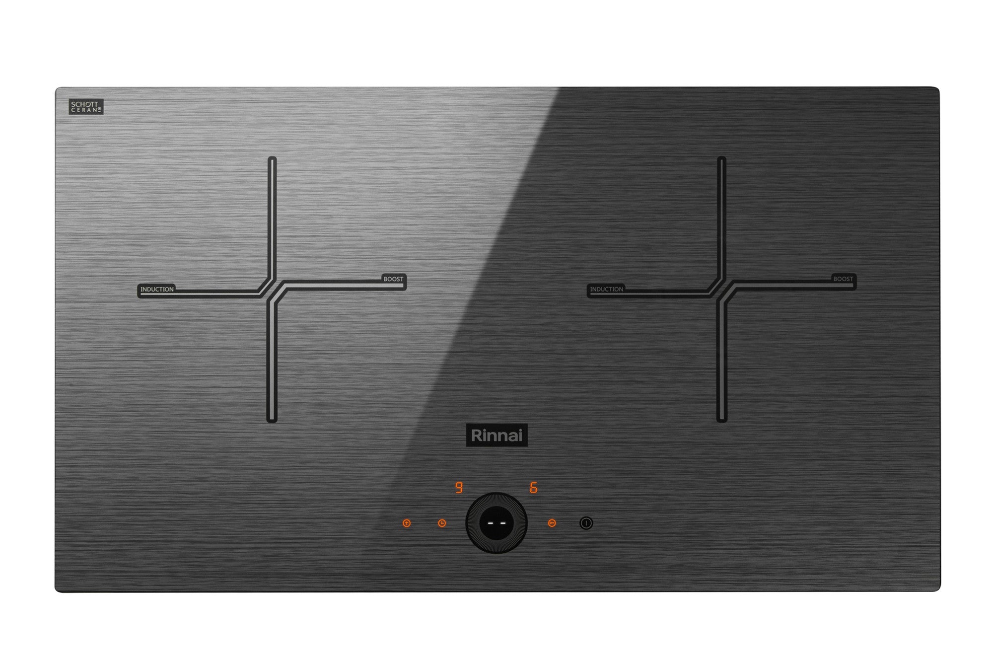 Rinnai RB-7032H CFG 70cm 2 zone induction hob, smart wheel control, grey, 730 mm wide
