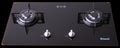 Rinnai RB-7302S-GBS 2 burner built-in hob, black tempered glass, 750 mm wide (Town Gas)