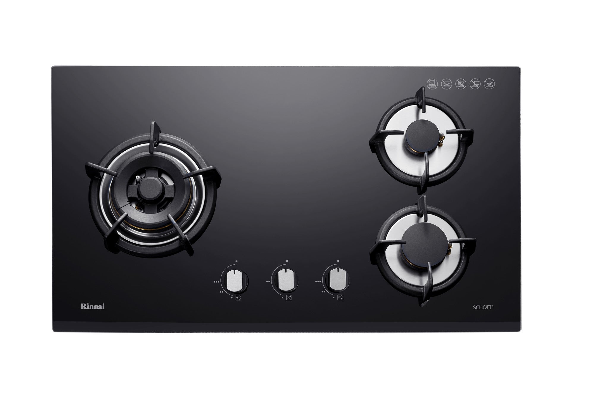 Rinnai RB-73TG 3 burner built-in hob, schott glass, 770 mm wide (LPG)