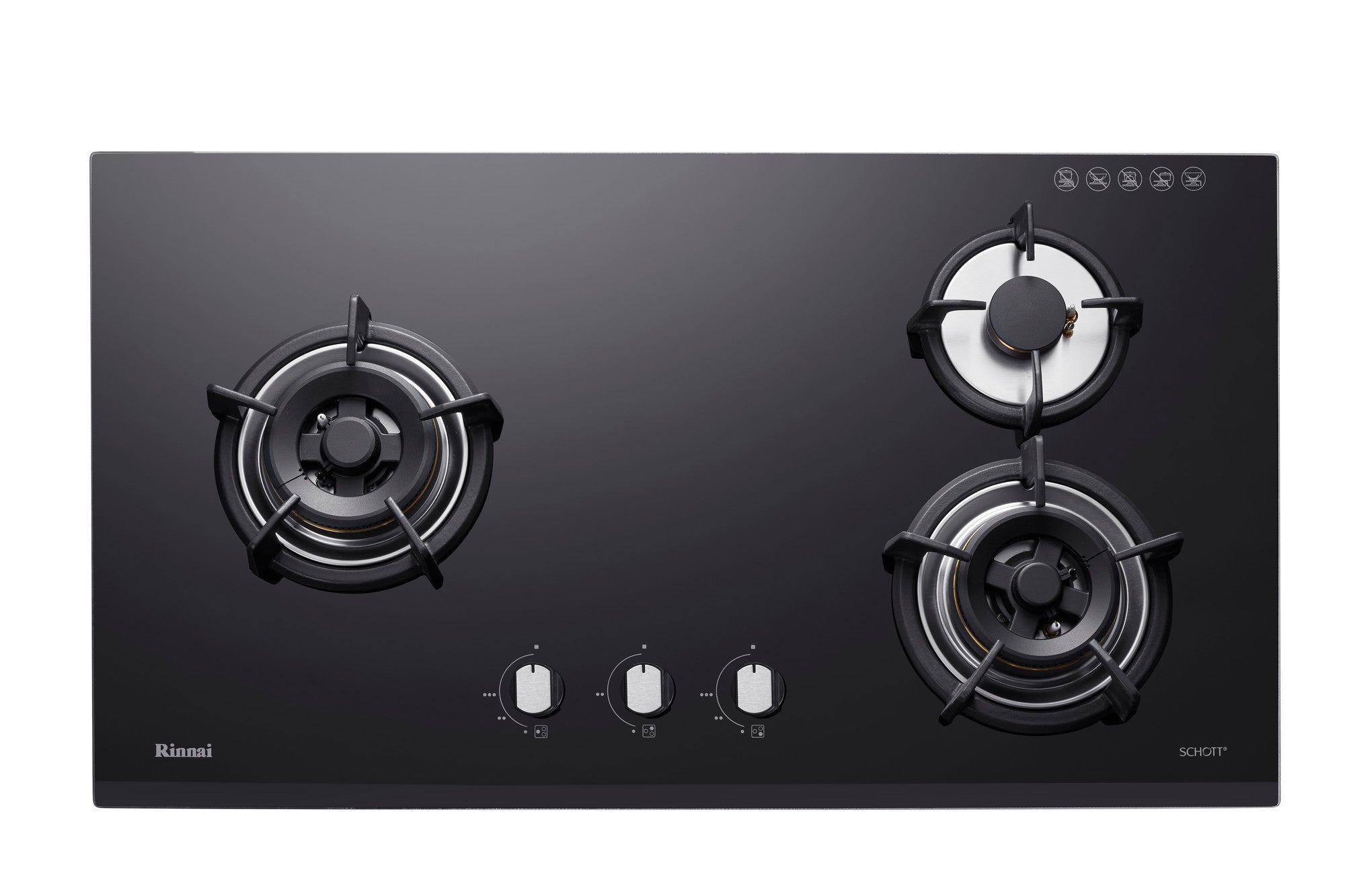 Rinnai RB-93TG 3 burner built-in hob, schott glass, 880 mm wide (LPG)