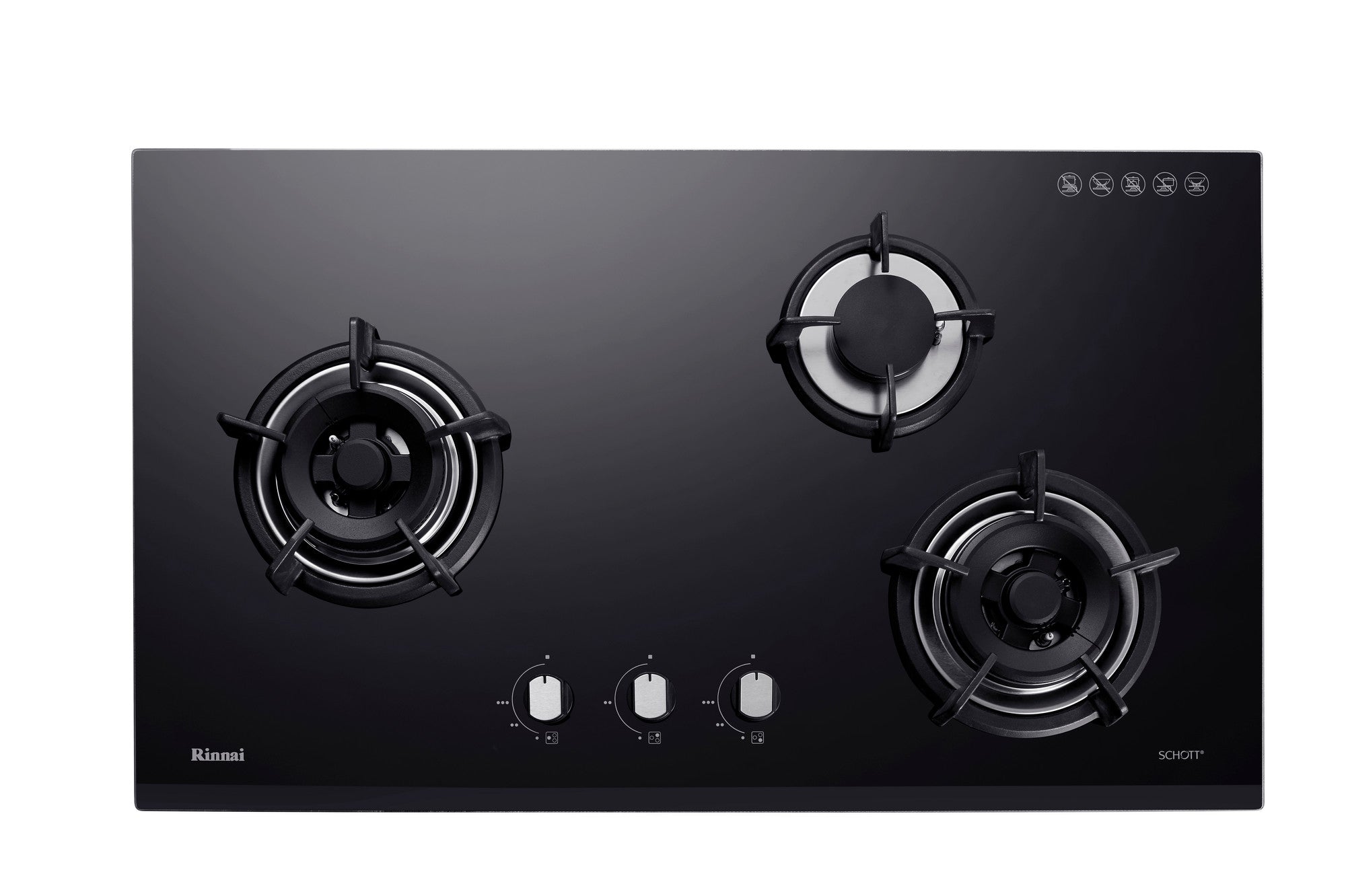 Rinnai RB-93UG 3 burner built-in hob, schott glass, 880 mm wide (LPG)