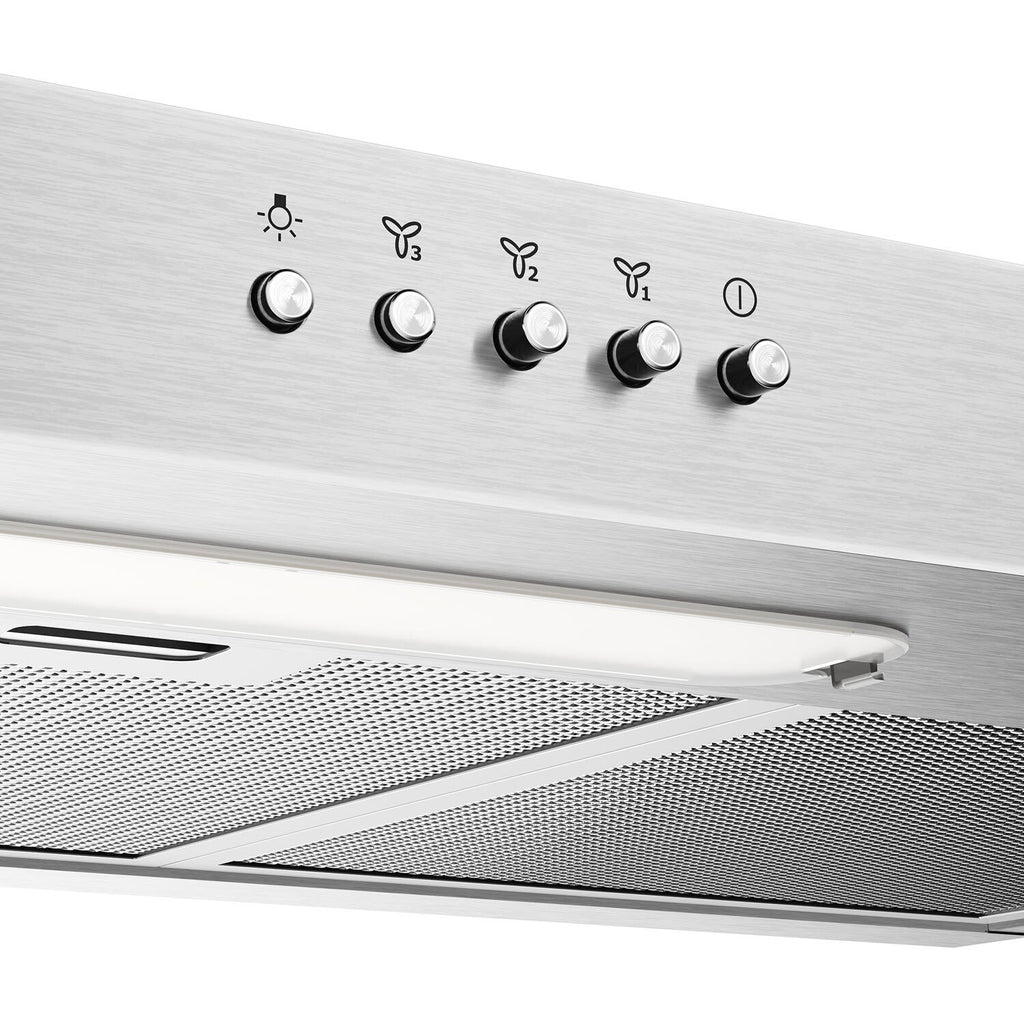 ECF9214X extractor hood push-button control panel close-up