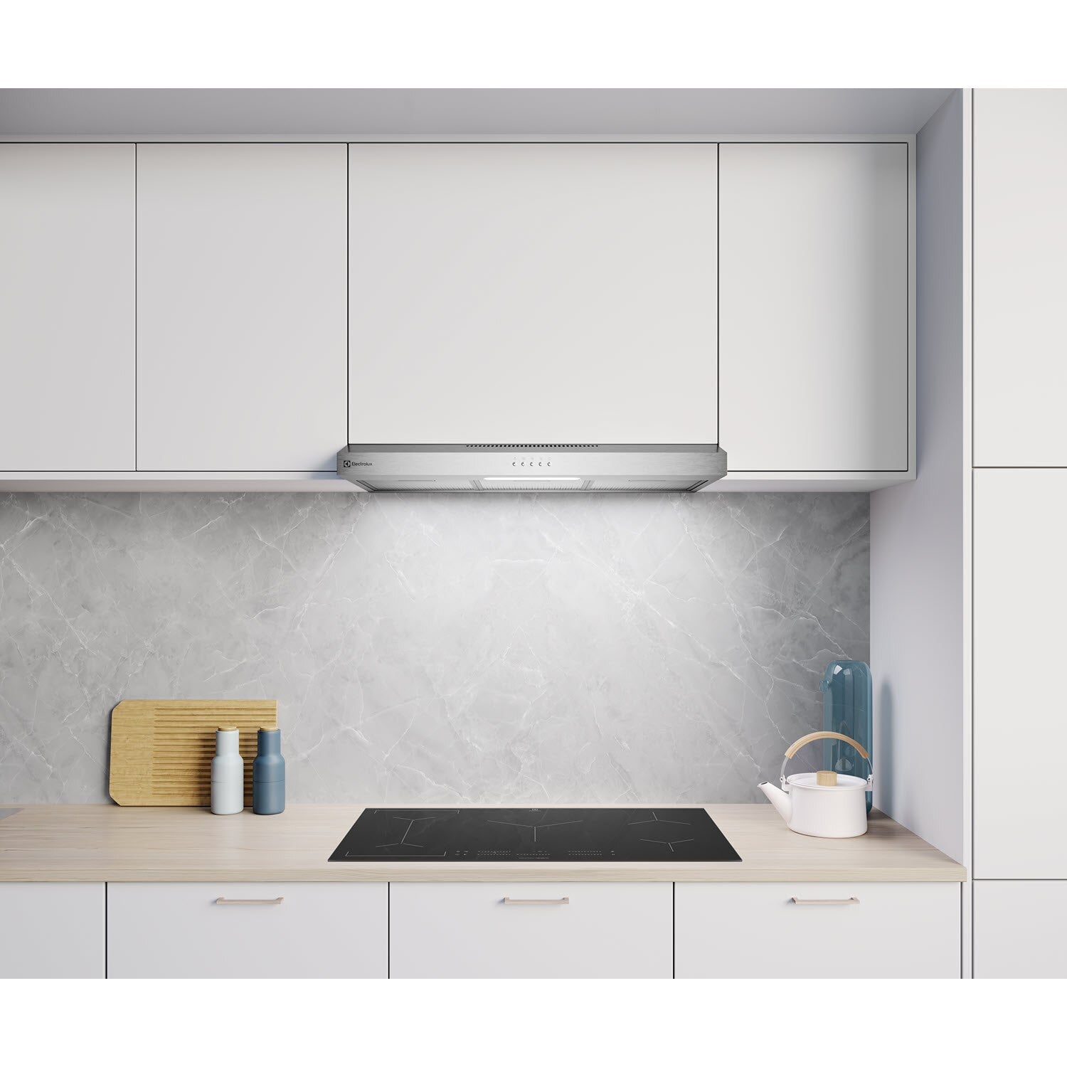 ECF9214X 90cm fixed extractor hood installed under a kitchen cabinet